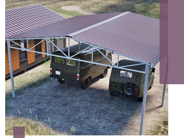 Двускатные навесы под ключ в Прохладном — изготовление и монтаж